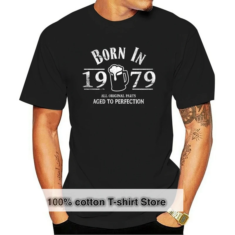 Футболка с надписью Born in 1979 забавная Мужская футболка принтом пива в подарок на