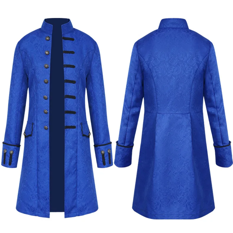 

Middle Ages Prince Punk Steampunk Blue Jacket Halloween Vintage Prince Medieval cosplay Tuxedo Renaissance men's Costumes