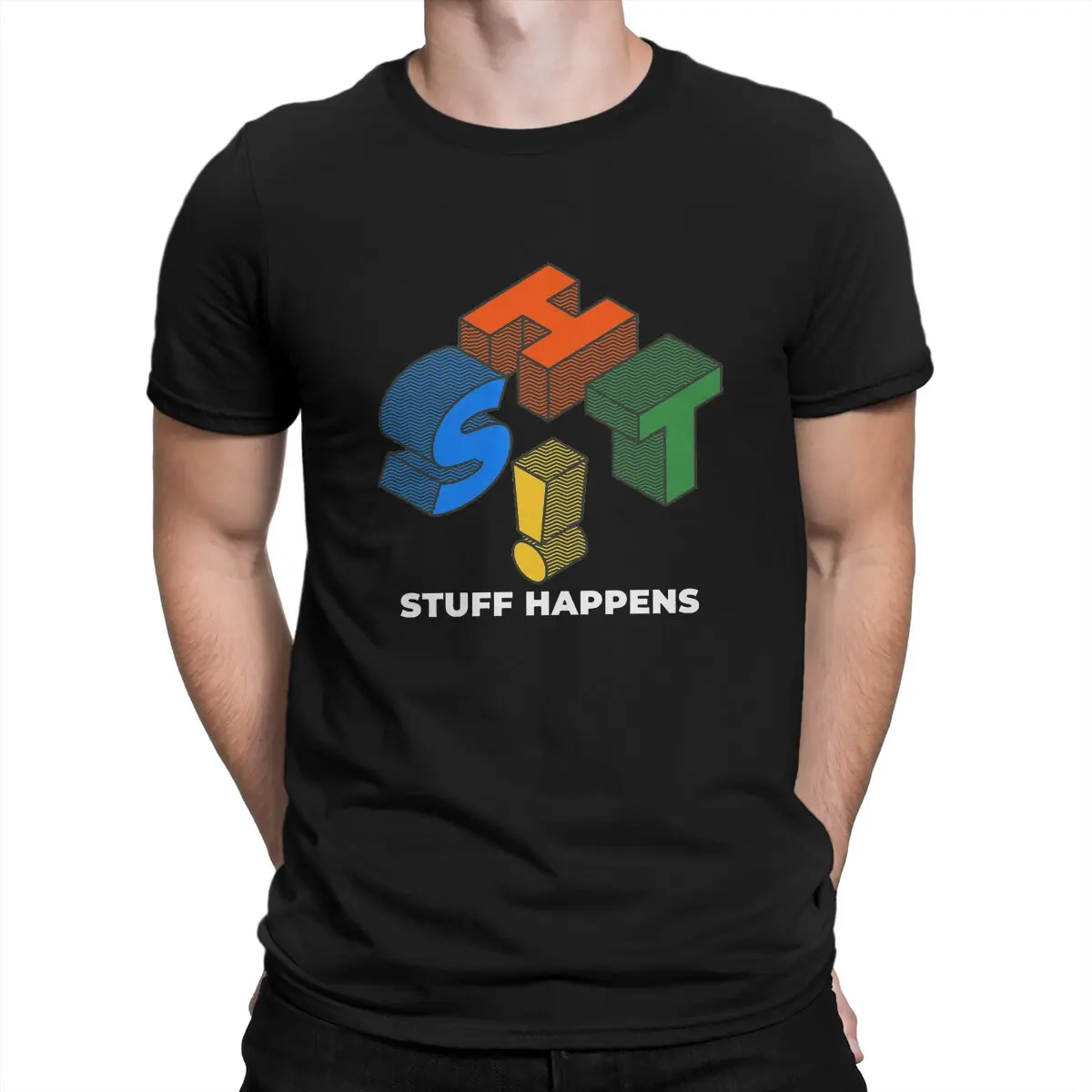 

Linux Operating System Shit Stuff Happens Tshirt Homme Men's Tees Blusas Polyester T Shirt For Men