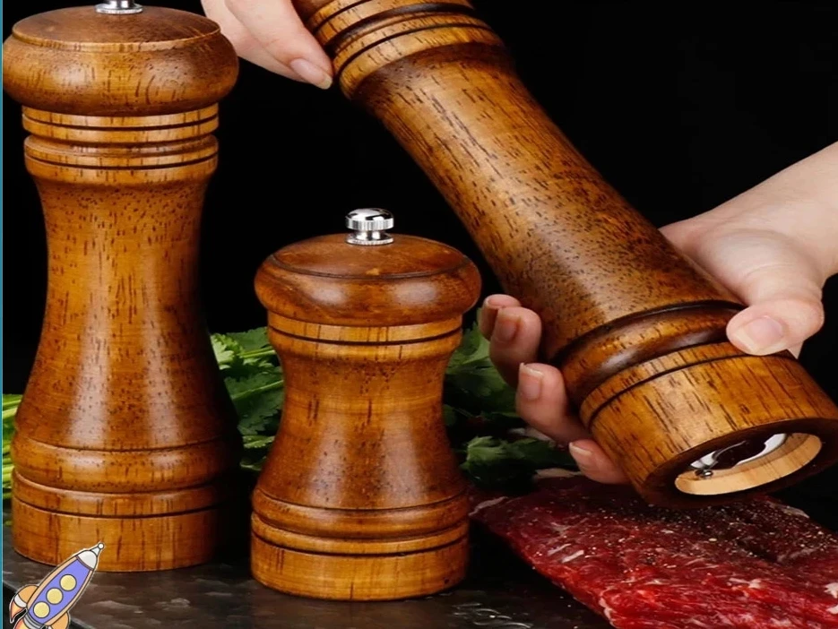 

NEW IN 5" 8" 10" Salt and Pepper Grinder, Solid Wood Spice Pepper Mill with Strong Adjustable Ceramic Grinder Kitchen Cooking T