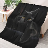 black cat blankets fleece spring autumn animals multifunction soft throw blankets for home office bedding throws