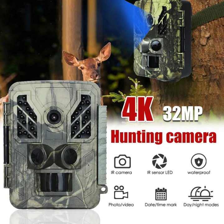 4K HD Outdoor Mini Trail Camera 32MP Infrared Hunting Camera With Night Vision Motion Activated Wildlife Scouting Camera