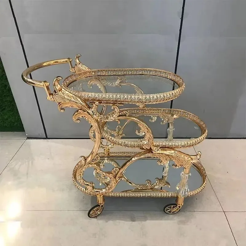 Сервисные тележки из тисненого металла и стекла, триплексные тележки, подходящие для стильных домов и отелей. (art.: 3920d31393e45) - 3920d31393e45