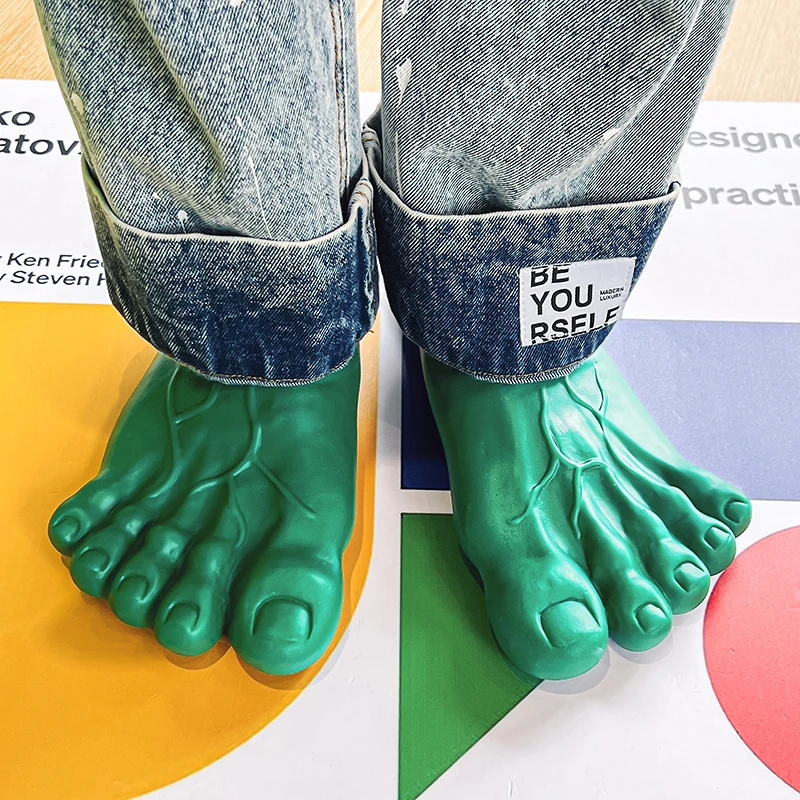 Man Footwear Family House Shoes Men Large Summer Beach Slippers Boys Unisex Slippers Green Bigfoot Amusing