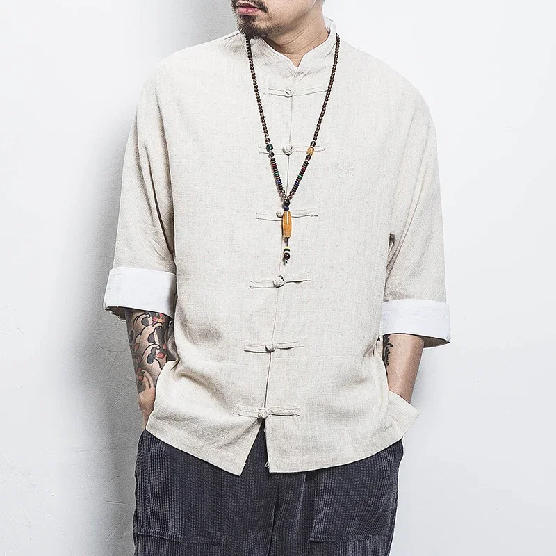 Мужской летний топ в традиционном китайском стиле с вышивкой от TTXI