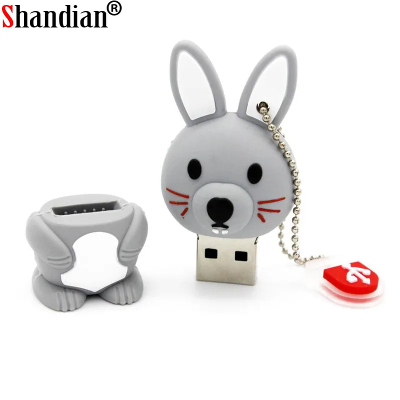 Cute Rabbit USB Flash Drives 64GB Cartoon Pen Drive 32GB Creative Gifts for Kids Memory Stick 16GB Free Key Chain U disk 8GB 4GB images - 6
