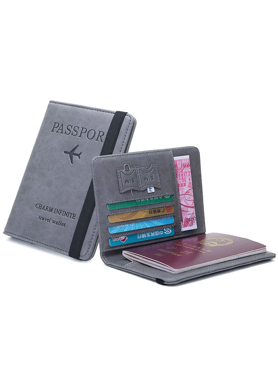 Gebwolf PU Leather Passport Cover Men Women Travel Passport Holder RFID Multi-Function ID Bank Card Wallet Case