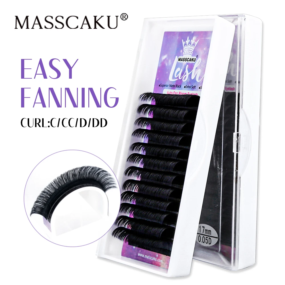 

MASSCAKU Easy Fan Lash Extensions Automatic Fast Fanning Faux Mink Bloom Flowering Russian Volume Fake Self-Making Eyelash