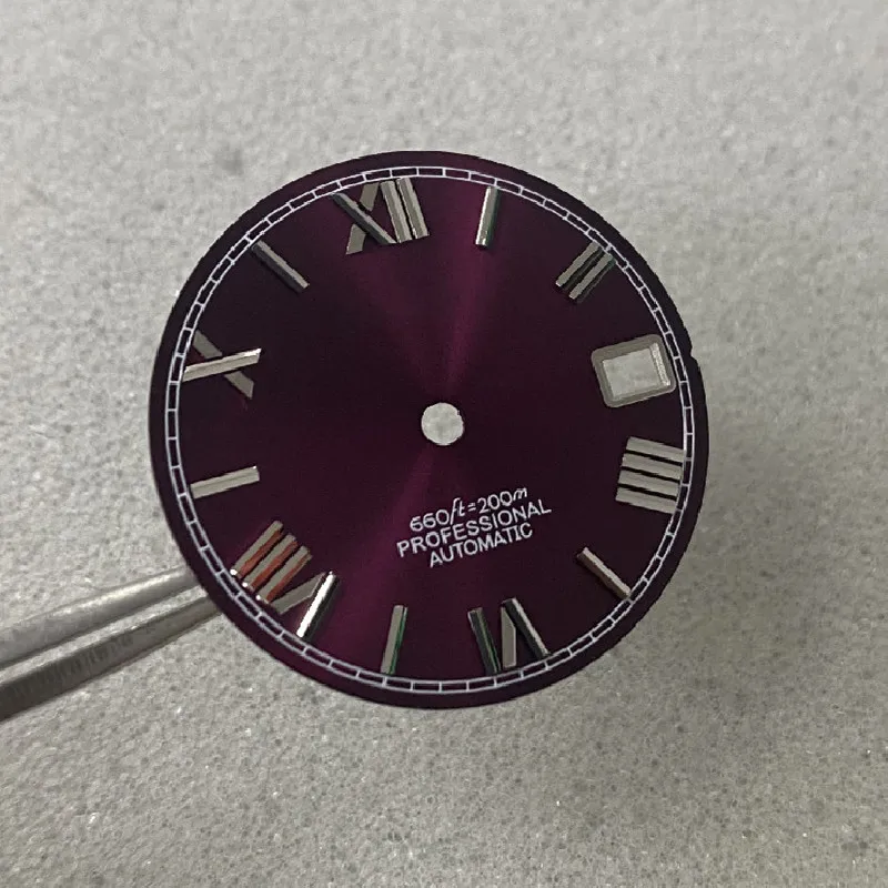 Watch Accessories Dial Sunburst Color Dial Roman Nails Silver Gold for NH35/36 Movement SKX007/009 MM Diving Watch MOD 28.5mm