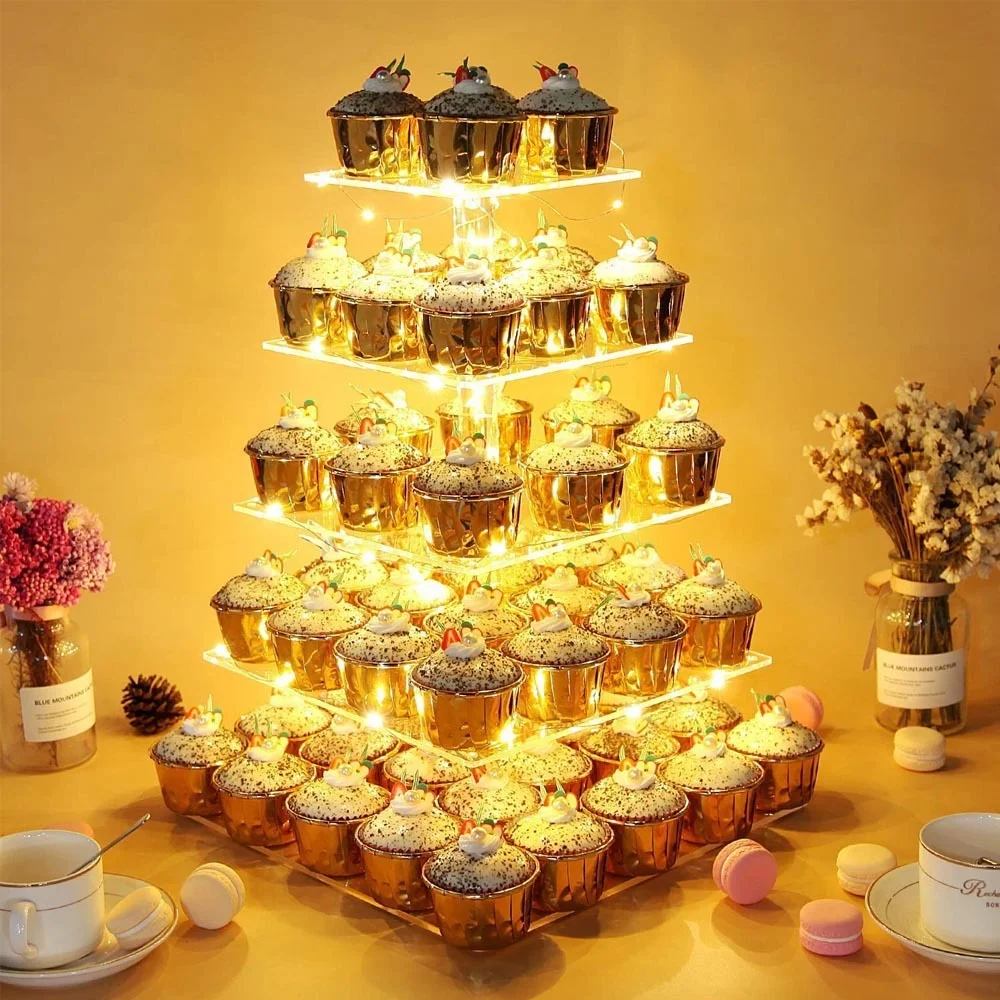 3/4/5/6/7 Tier Acrylic Wedding Cake Stand Crystal Cup Cake Display Shelf Cupcake Holder Plate Birthday Party Decoration Stands