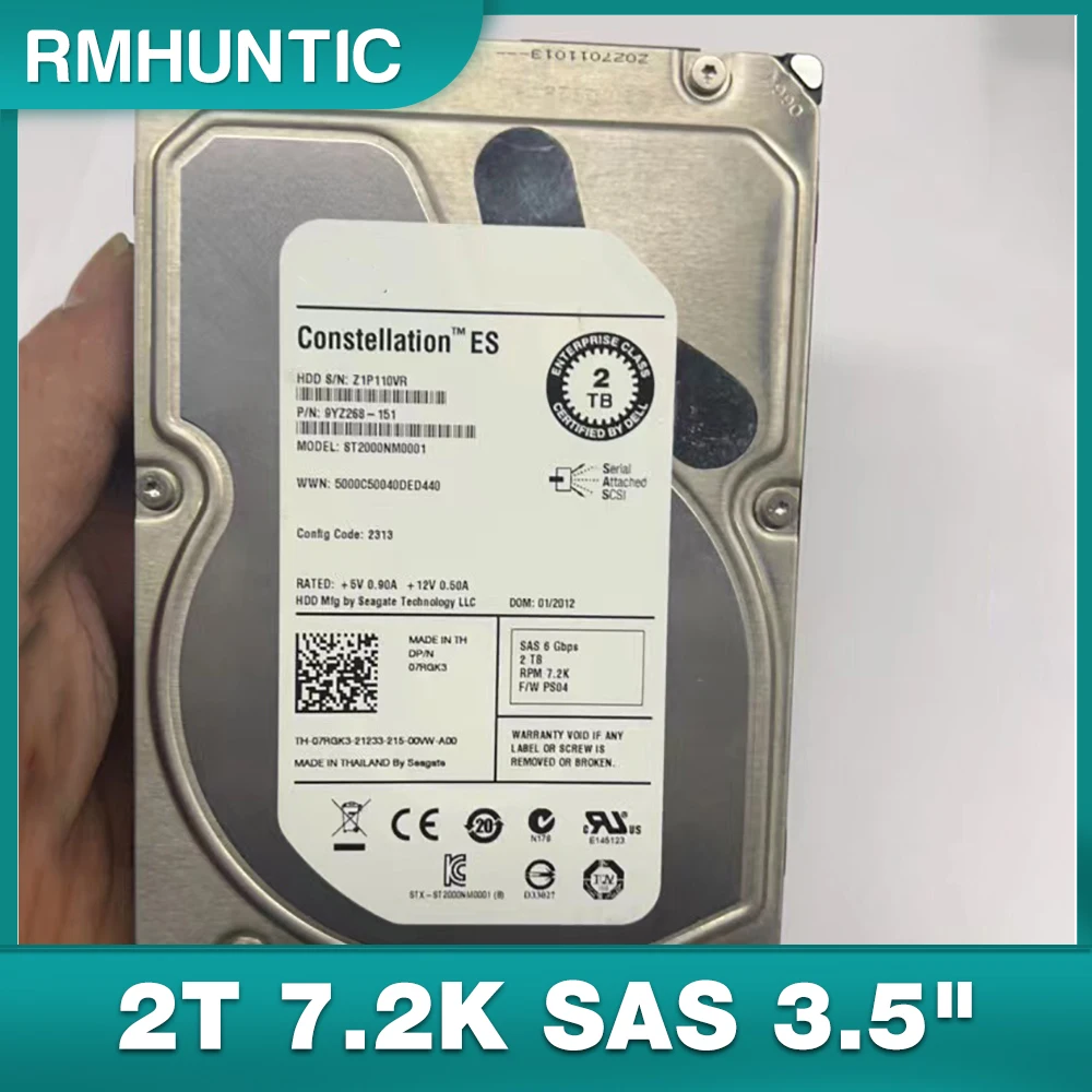 Enlarge HDD For R410 R710 R720 Server Hard Disk ST2000NM0001 2T 7.2K SAS 3.5