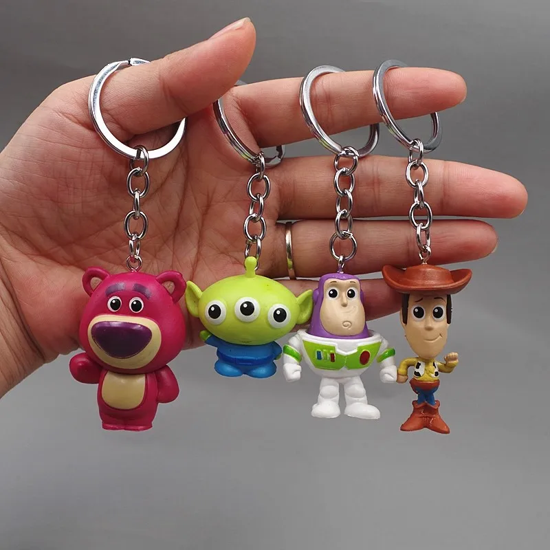 

3-5cm 4pcs/Lot Toy Story Movie Q Version Woody Buzz Light Years Pink Pig PVC Action Figure Model Keychain Toys For Children'