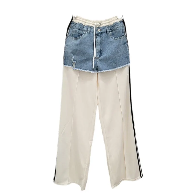 Женские свободные брюки в Корейском стиле повседневные мешковатые синие джинсы