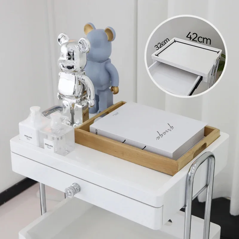 Металлическая белая тележка для парикмахеров роликовая портативная салона