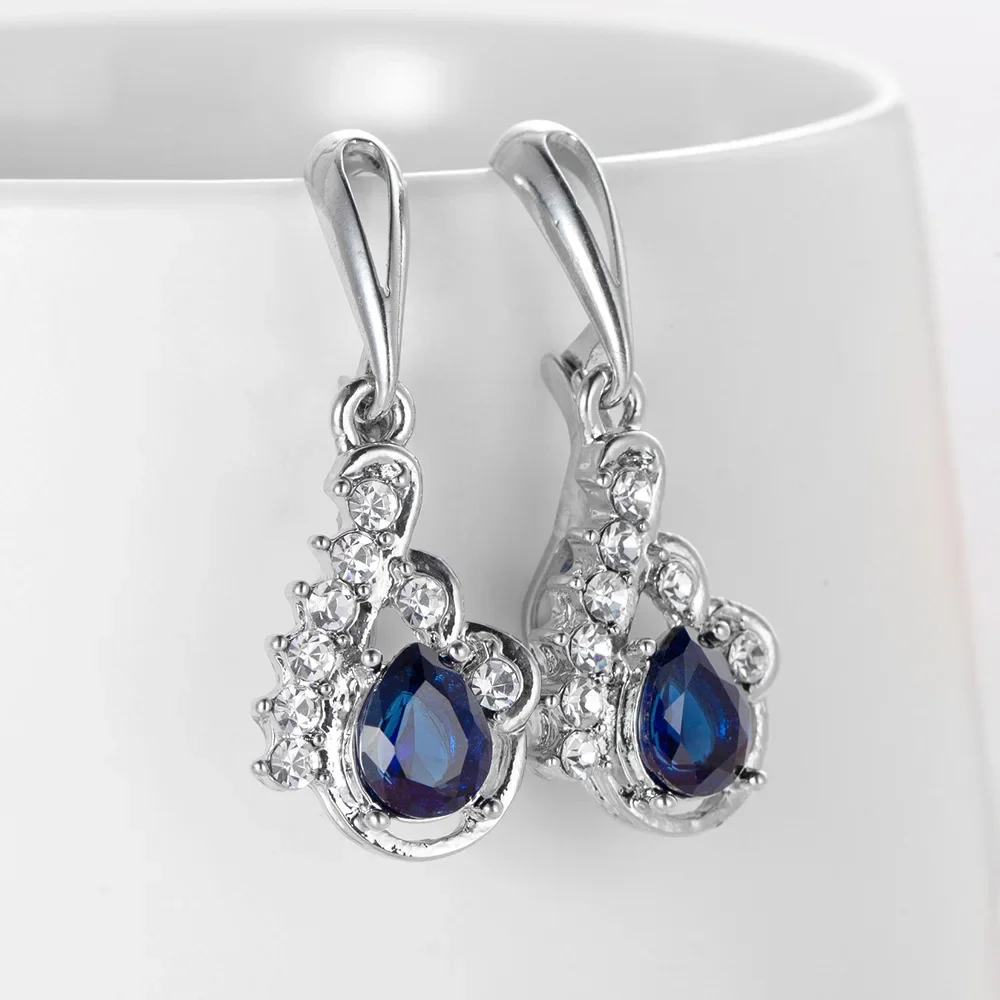 SODORV винтажные ювелирные изделия с синим цирконом обручальные свадебные серьги