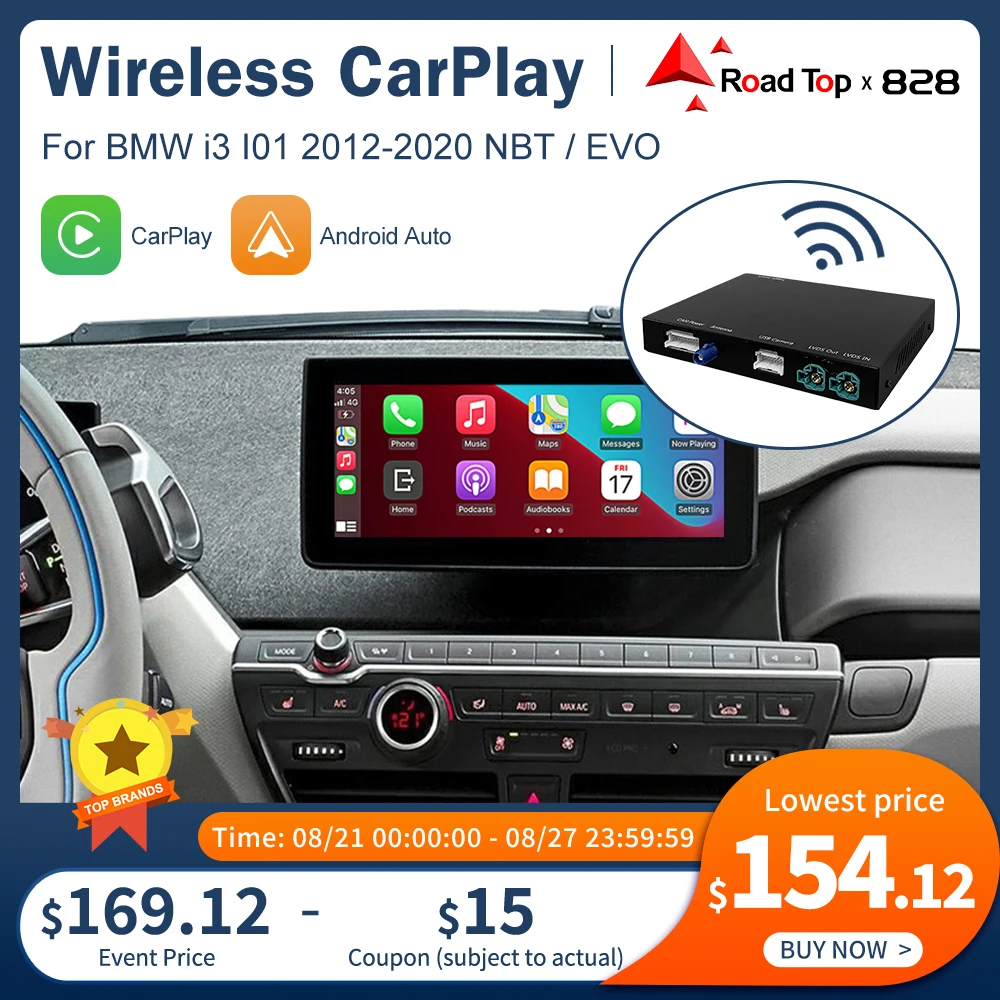 

Wireless Apple CarPlay Android Auto Interface for BMW i3 I01 NBT EVO System 2012-2020 with Mirror Link AirPlay Car Play Function