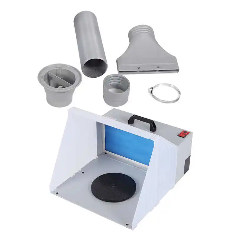

Airbrush Spray Booth with Turn Table Foldable Exhaust Filter Extractor Set for Model Crafts Painting 100‑240V