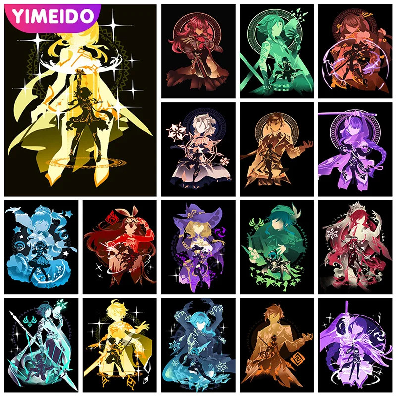 

YIMEIDO AB Diamond painting Anime girl Square Round Cross stitch Diamond Embroidery Cartoon zipper bag velvet canvas Wall Art