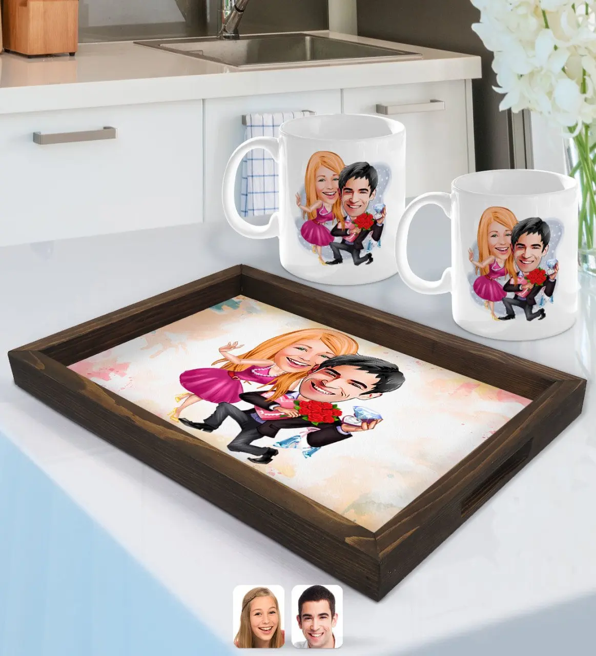 

Персонализированная фотография в стиле Дня Святого Валентина с фотографией и двойной чашкой