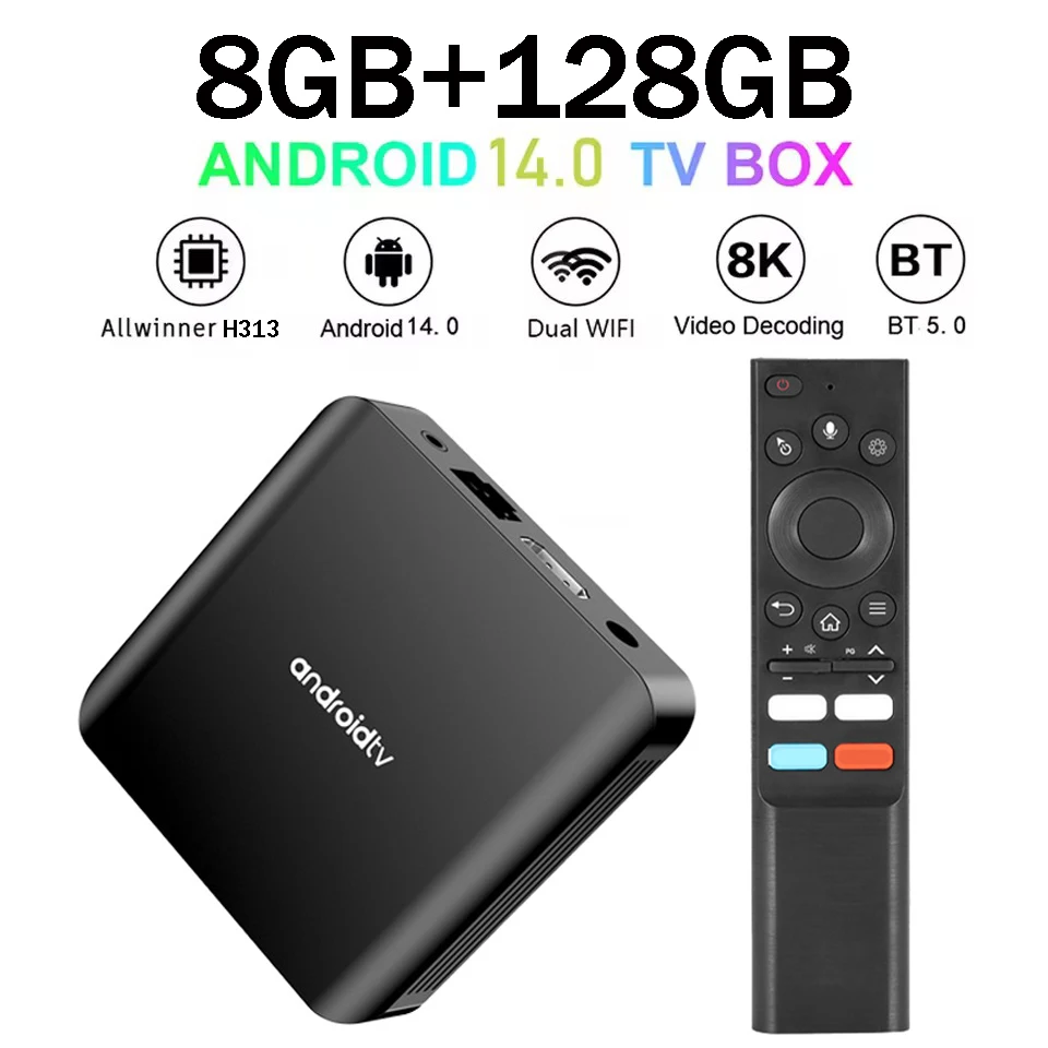 Фото ТВ-приставка 4G 5G Dual Wifi BT5.0 Android 14 с голосовым управлением TV98 ATV Plus, медиаплеер, HD 4K 8K, 8 ГБ 128 ГБ, IPTV №3