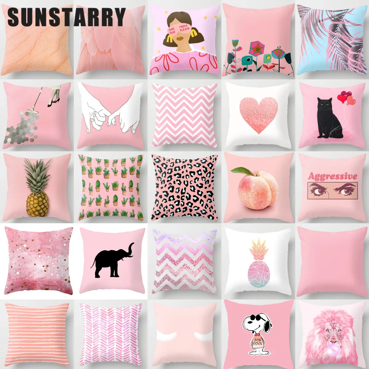 

New Nordic Pink Girls Geometric Cushion Cover Cute Creative Pink Patterns Pillow Case Modern Sofa Decorative 45x45cm Funda Cojin