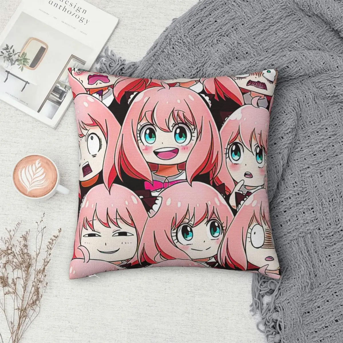 Spy X Famlily Throw Pillow Square Case Polyester Cushions for Sofa Family Anya Forger Custom Pillowcover Home Decor
