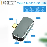 accezz usb c hub usb 3 1 type c laptop adapter docking station for macbook 4k hdmi compatible pd fast charge usb 2 0 splitter