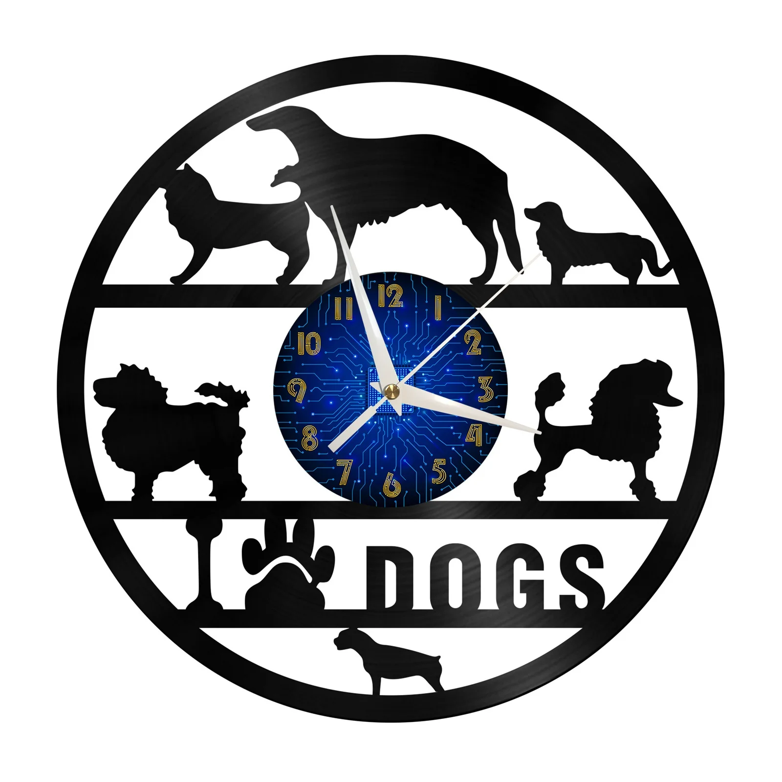 

Dog Grooming Themes 12 Inch Vinyl Record Wall Clock Battery Operated Silent Non-Ticking