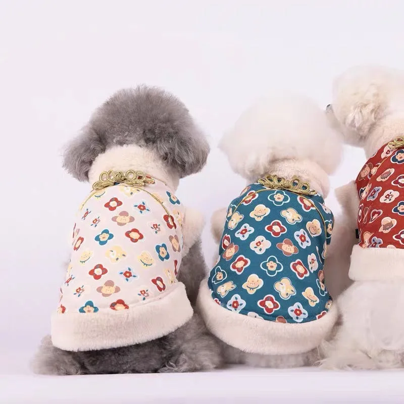 Китайский стиль зима Qipao лошадь кошка собака универсальная хлопковая одежда