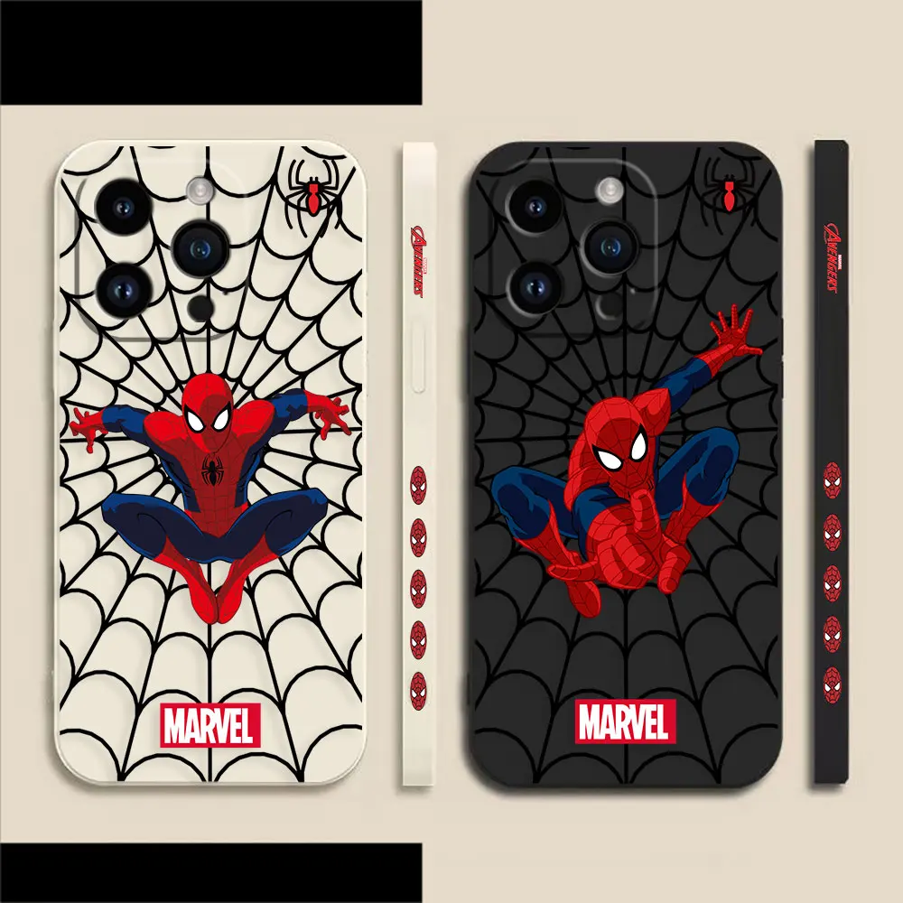 

Marvel's Spider-Man Phone Case For Apple iPhone 14 13 12 11 Pro XS Max Mini X XR SE 7 8 6 6S Plus Colour Liquid Case Funda Shell