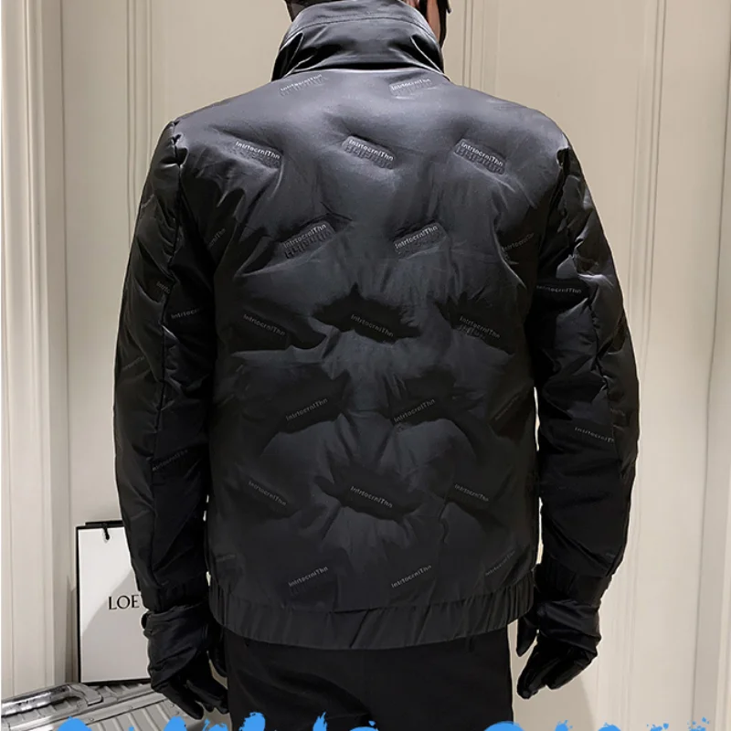 Winter Letter Print Men's Down Jacket Thick Warm Parkas Lapel Casual Business Social Duck Down Coat Streetwear Men Clothing 2022