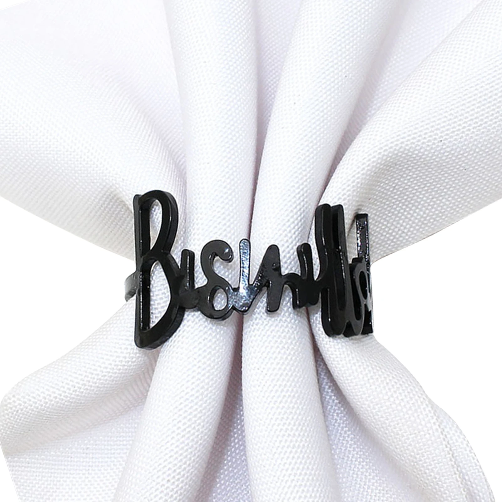 

Кольца для салфеток с надписью Bismillah, набор из 6 Соединенных держателей, металлические бриллиантовые кольца для салфеток