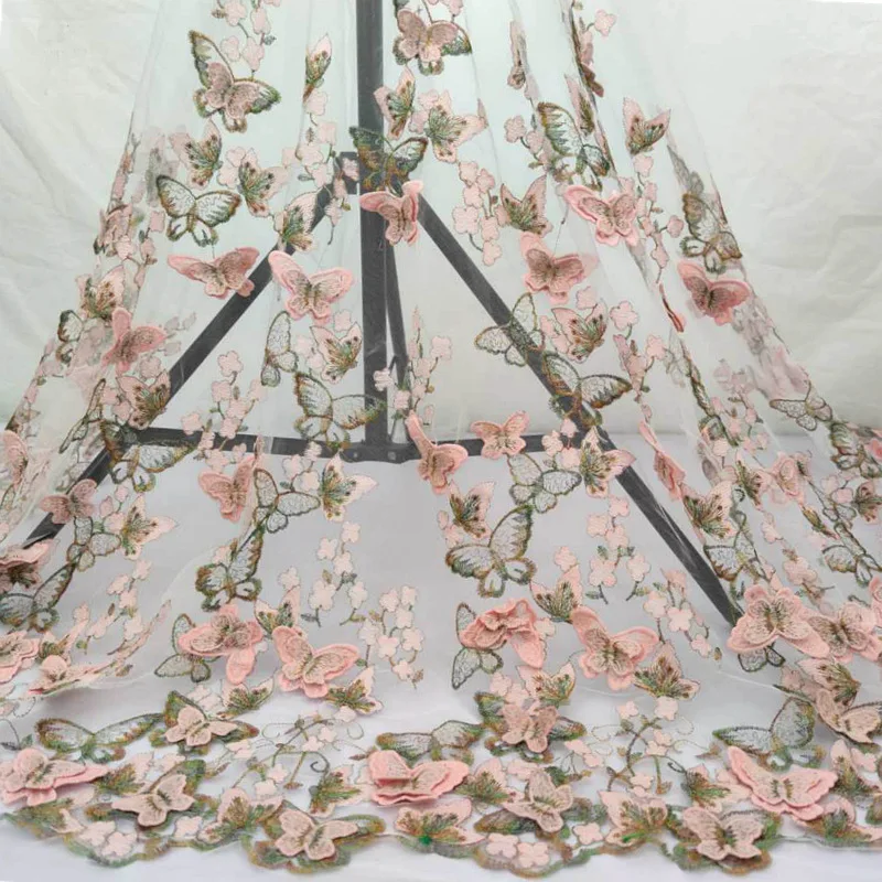 Цветные 3D бабочки сетчатая ткань Цветочная вышивка кружева для платья юбки топы