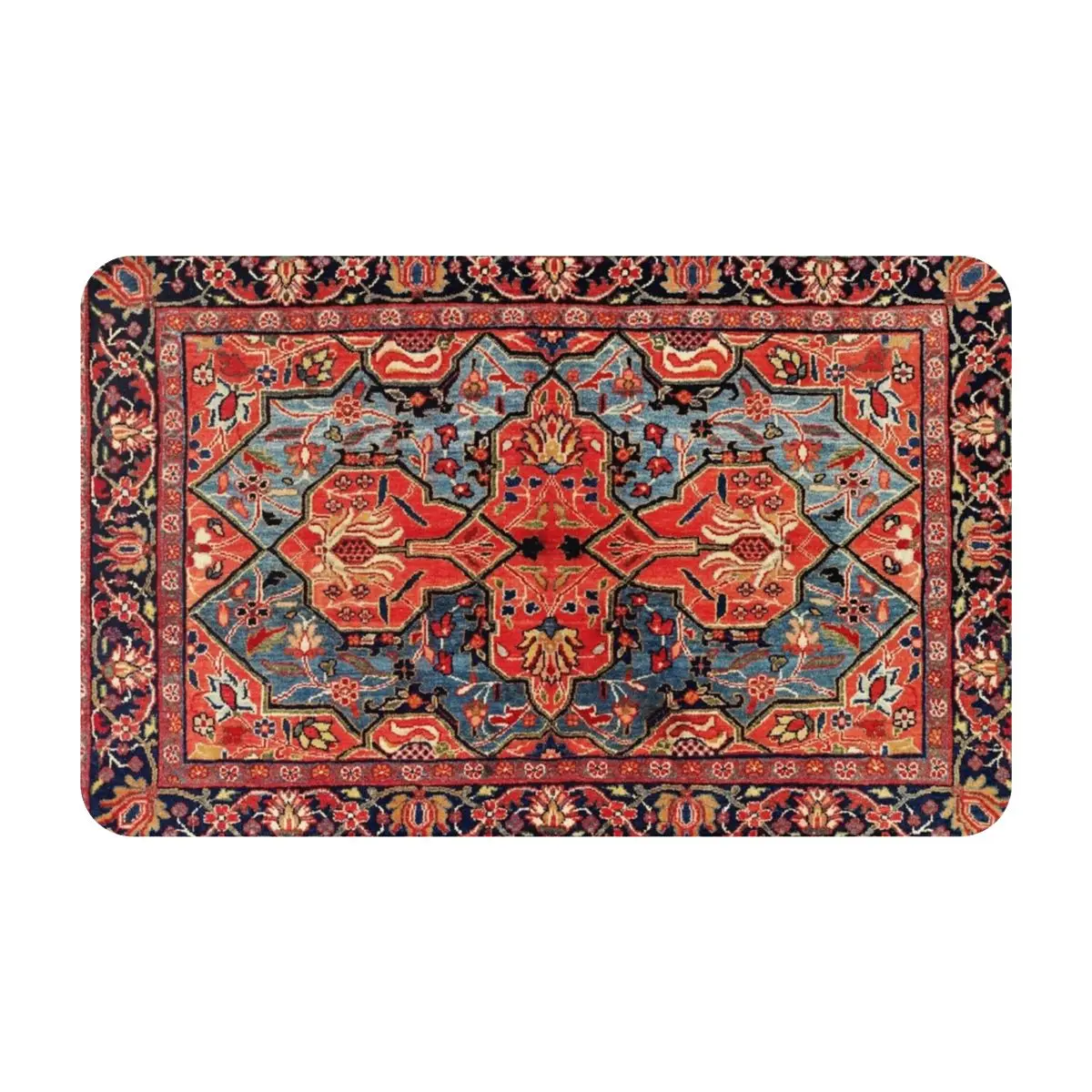 Фланелевой нескользящий напольный коврик Kashan Central Persian Rug с принтом