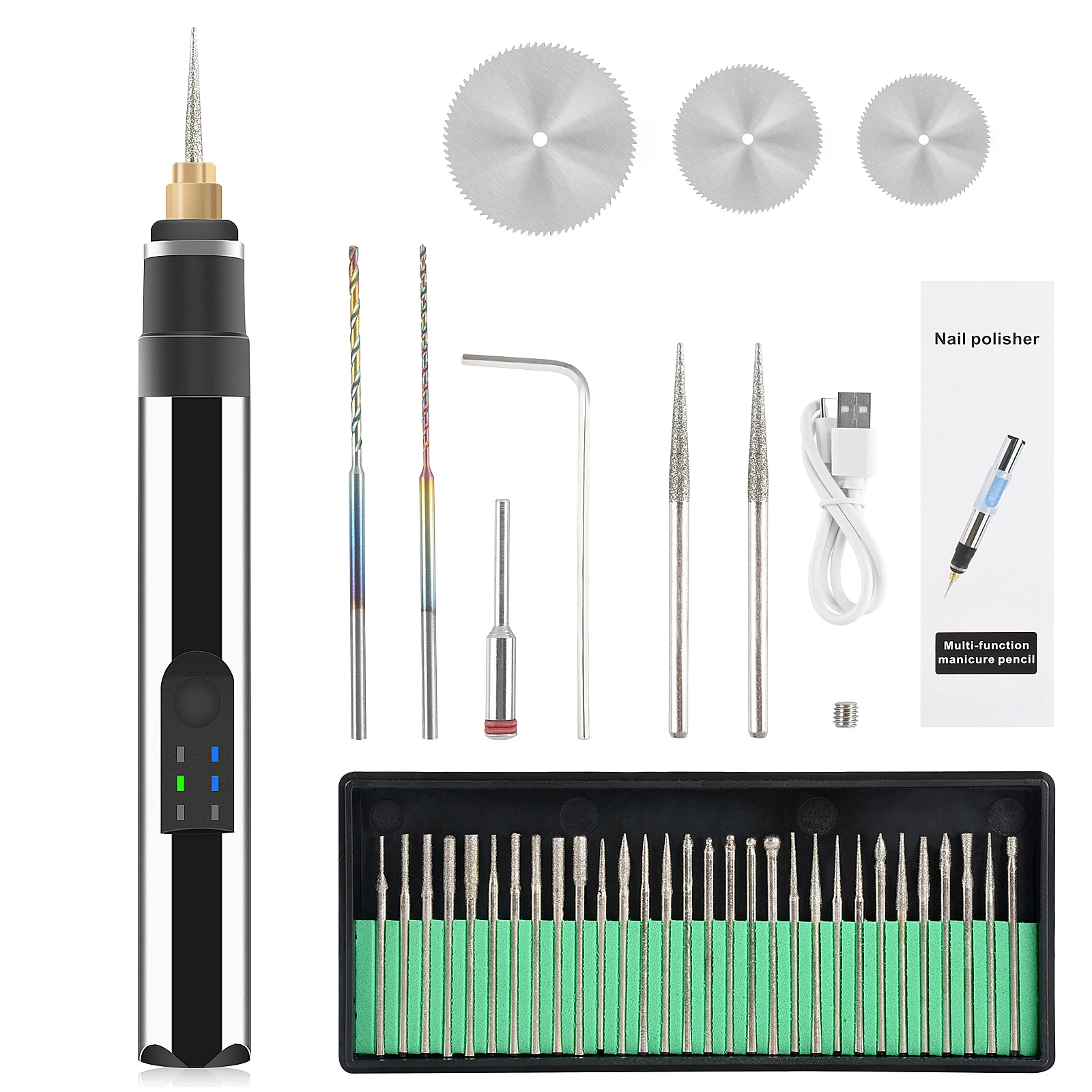 

Speed Regulation Electric Engraving Pen Nail Machine Metal Lettering Marking Machine Can Charging 2 USE Electric Grinding Pen