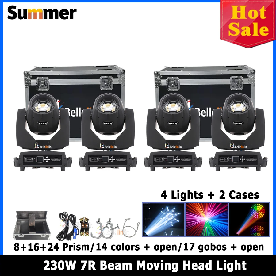 

No Tax Flight Case With 4Pcs Fast Shipping Bulb Beam Moving Head 230W 7R Beam Key Model Beam For DJ Disco Dance Floor Nightclub
