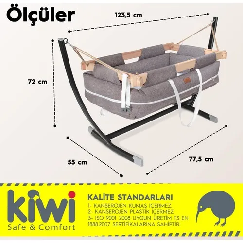 

Kiwi Milan Metal Platform Baby Hammock High Quality Fabric And Stainless Steel Body Baby Sleeping Cradle 5 Color Option
