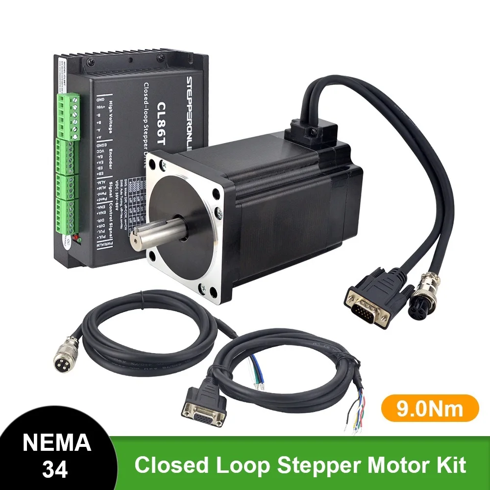 

1 Axis Closed Loop Stepper Motor Kit 9Nm Nema 34 Closed Loop Motor & Driver/ Nema34 Servo Motor Kits & 2pcs Extension Cable