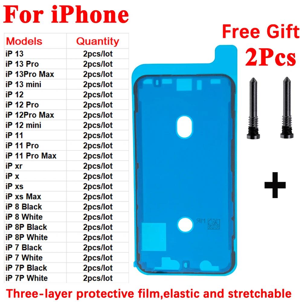 2PCS Waterproof LCD Frame Bezel Seal Tape For iPhone 13 12 Mini 11 Pro X XR XS Max 8 7 Back Housing Pre-Cut Glue Adhesive Stick - купить по