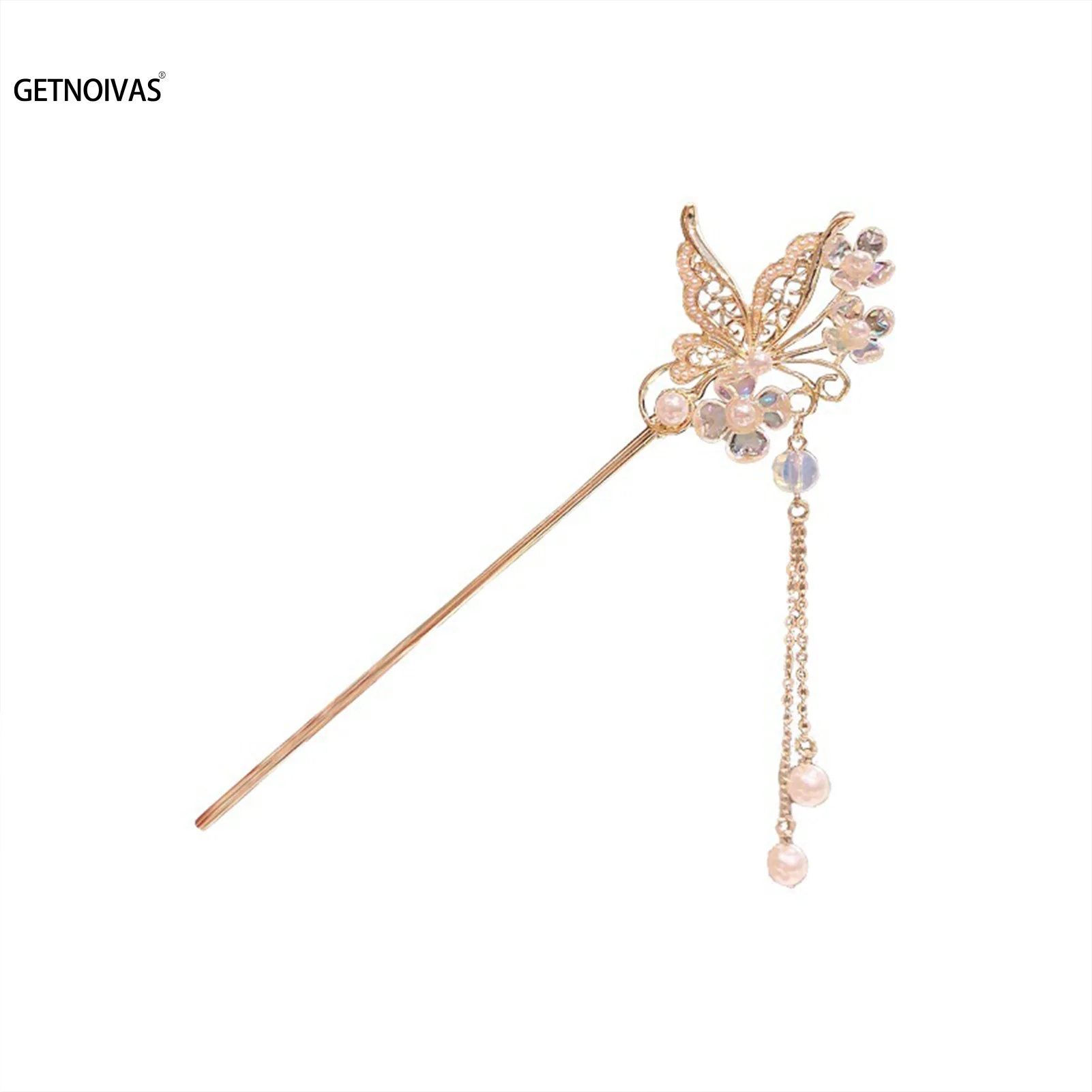 Модная классическая заколка для волос с жемчужными бабочками и кисточками вилки