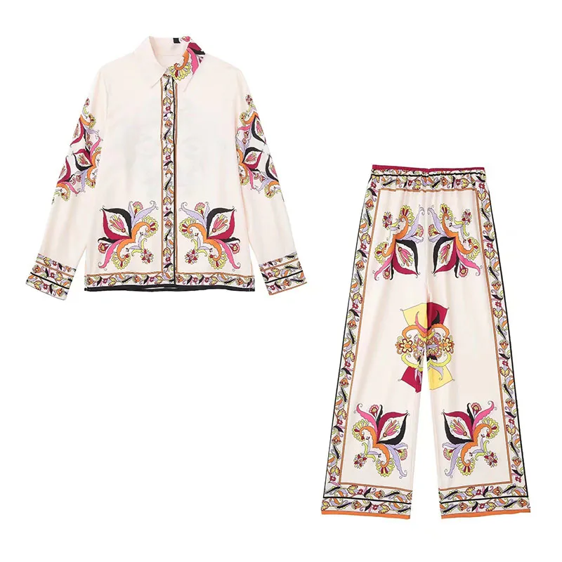 

2022 шикарная модная женская блузка ZATRHMBM с принтом, винтажная рубашка с отложным воротником и длинными рукавами, элегантные Базовые Женские т...