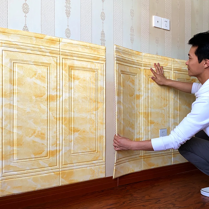 

10pcs 70x90cm Self-adhesive Wall Protection Sticker Waterproof Wainscoting Living Room Bathroom Background DecorativeWallSticker