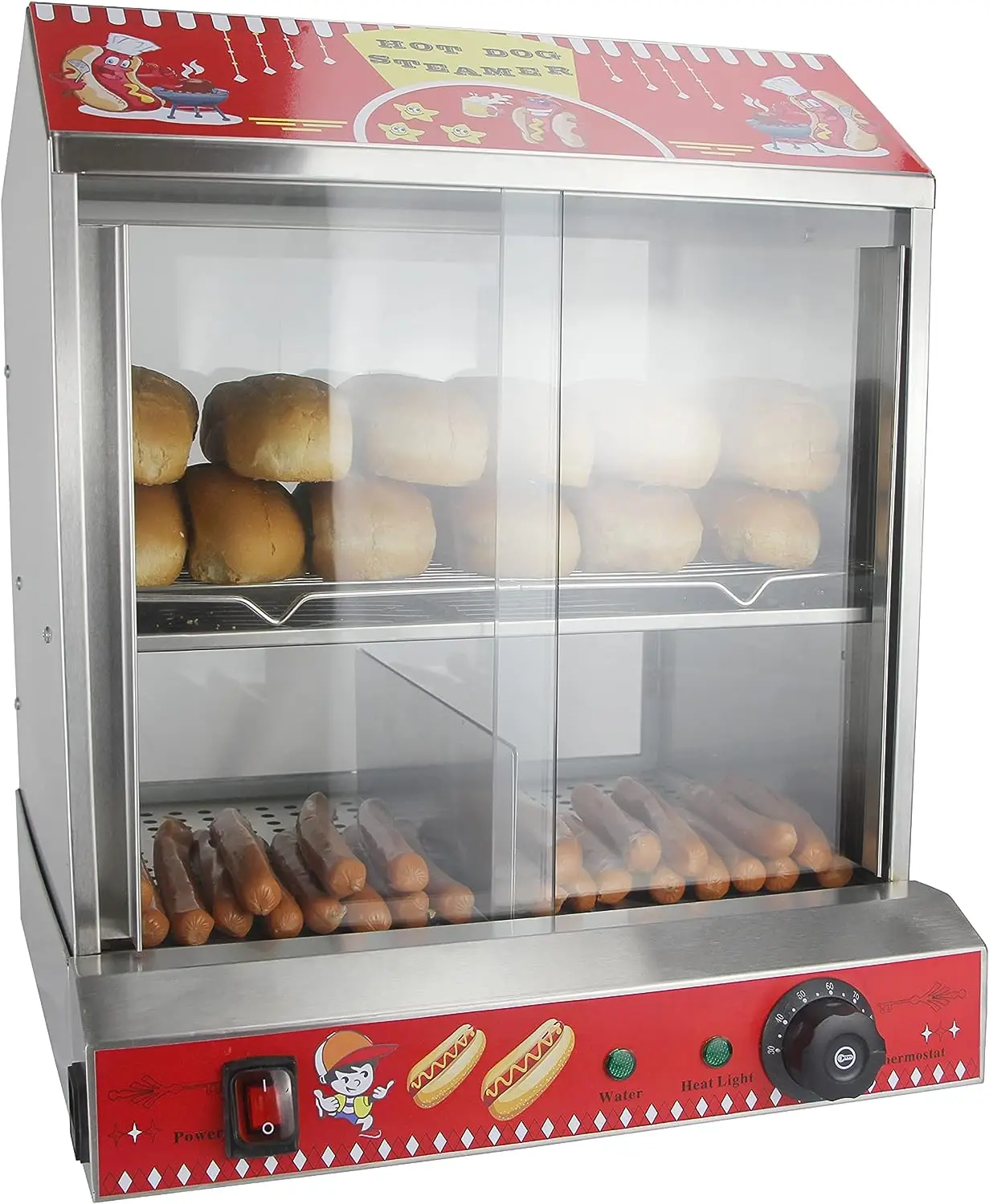 

Dog Steamer with Bun Warmer Machine Commercial Hot Dog Hut
