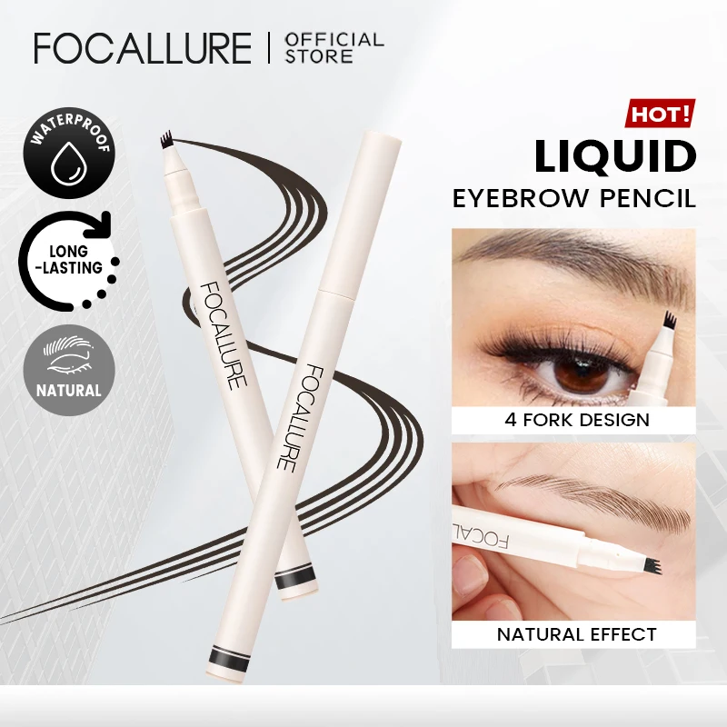 FOCALLURE 4 Forks Eyebrow Pencil Long Lasting Natural Waterproof High Quality Liquid Eye Brow Tattoo Pen Makeup Women Cosmetics