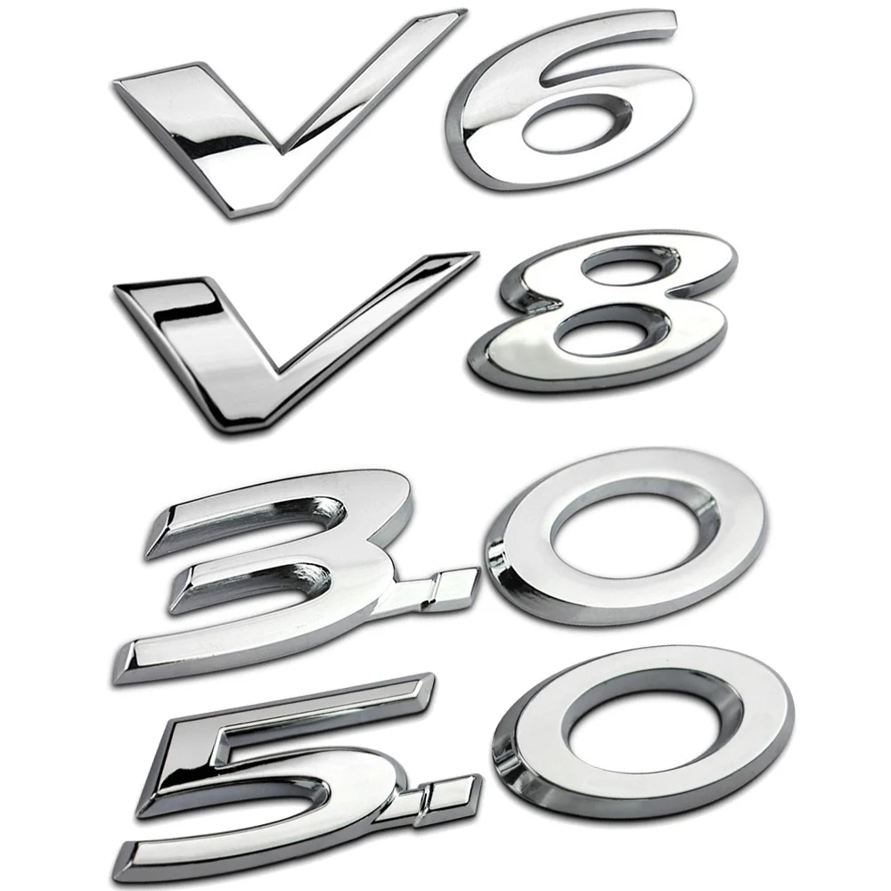 

Metal 3.0 5.0 V6 V8 R S R-SPORT Logo Emblem Letter Sticker Car Tuning for Jaguar XF XE XJ F E I PACE F D C E X TYPE Fender Trunk