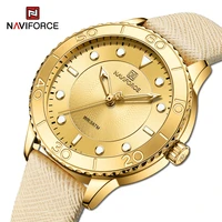 naviforce luxury brand watches for women gold dress bracelet genuine leather 3atm waterproof wristwatches clock relogio feminino