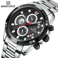 naviforce watch for men sliver black business male clock classic fashion waterproof wristwatch luminous multi function man watch