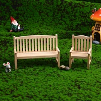112 dollhouse mini wooden chair garden park double chair furniture decor toy