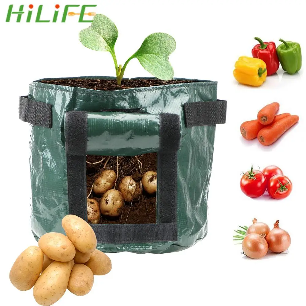

HILIFE 1 шт. утолщенный садовый горшок плантатор для выращивания картофеля «сделай сам» из полиэтиленовой ткани растительное растение сумка для выращивания домашний садовый инструмент мешок-контейнер для посадки растений