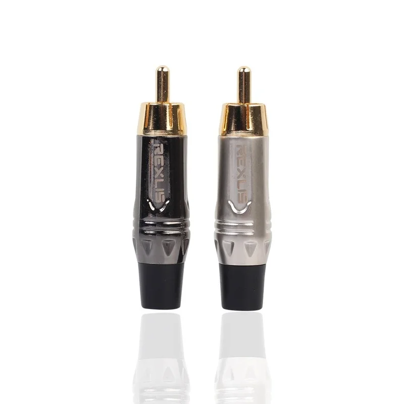

RCA Male DIY Welding Lotus Plug Zinc Alloy Shell Gun Gray Gold-plated Audio Cable, Coaxial Cable, Video Cable New